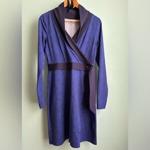 Athleta Wellington Blue Floral Faux Wrap Dress, Size S